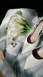 优雅婚纱与精致婚鞋配饰