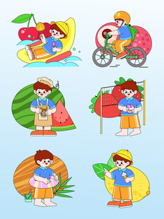 夏日休闲活动插画