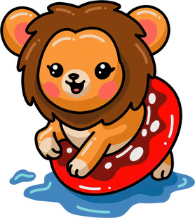小狮子玩水啦