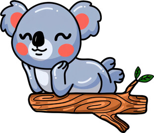 可爱考拉趴树枝