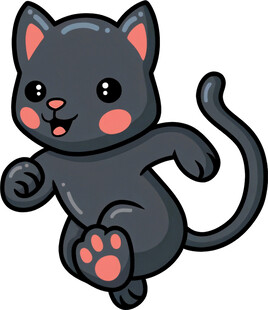 奔跑的可爱黑猫