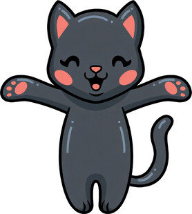 可爱黑猫张开双臂卖萌