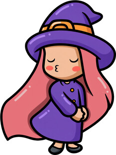 可爱小女巫闭眼祈祷