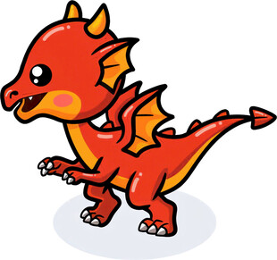 可爱红色小龙卡通形象