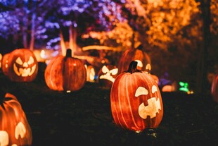 夜晚南瓜灯营造神秘氛围