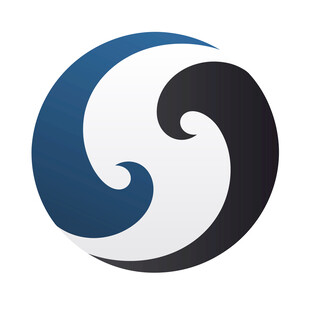 蓝白旋涡状抽象标志图案