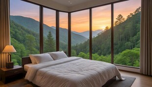 山景环绕的温馨卧室