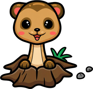 探出洞的可爱小松鼠