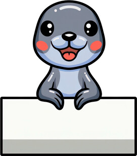 可爱海狮举空白标牌