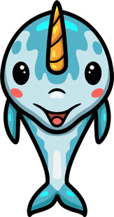 可爱独角小鲸鱼形象