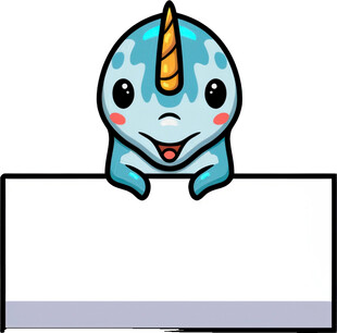 可爱独角兽恐龙举空白牌
