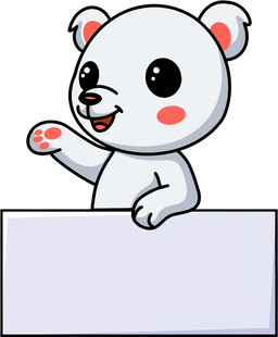 可爱小熊举牌示意