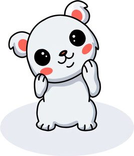 可爱小白熊比耶卖萌