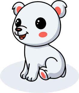 可爱坐着的卡通小白熊