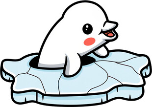 冰上的可爱白海豹