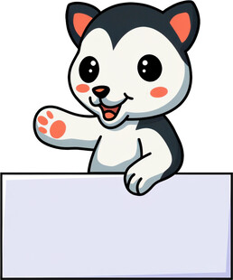 可爱小狗举爪示意白板