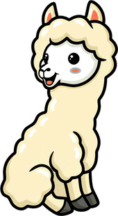可爱坐姿羊驼卡通形象