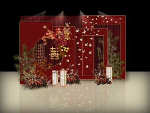 中式红色婚礼场景布置