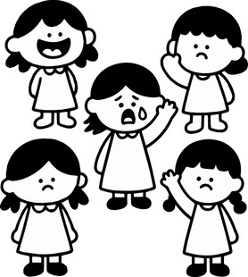 女孩多样表情插画