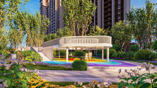 现代小区景观凉亭效果图