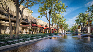 河畔城市街道美丽风光