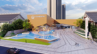 现代城市景观广场俯瞰