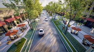 城市街道景观与车辆通行