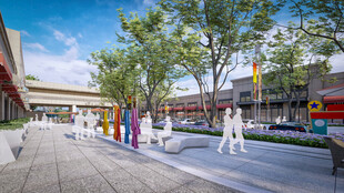 城市广场休闲场景