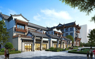 中式风格商业街建筑景观