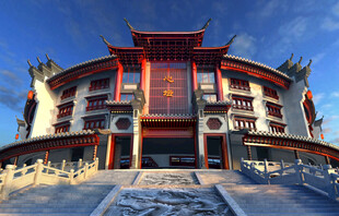 中式古建筑风格的宏伟建筑