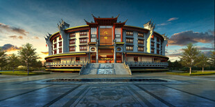 中式宏伟建筑景观