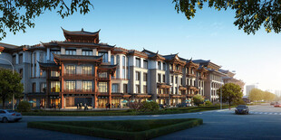 中式风格多层住宅建筑景观