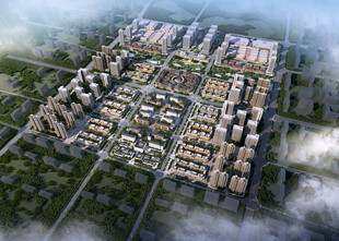 城市建筑群鸟瞰效果图