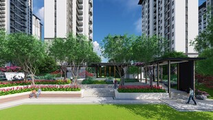 现代都市小区景观一角