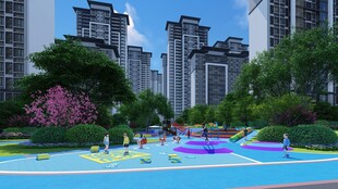 城市中的多彩儿童游乐公园