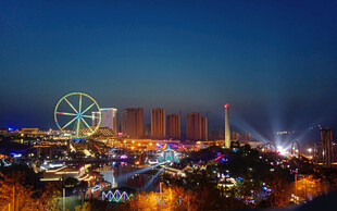 城市璀璨夜景摩天轮绽放