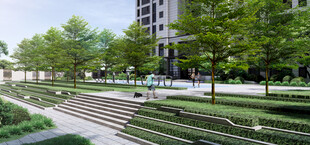 城市绿意盎然的休闲景观