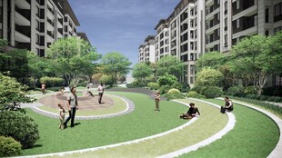 小区内的惬意休闲场景