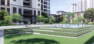 现代都市中的精致草坪景观