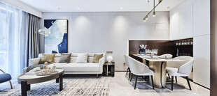 现代简约风客厅餐厅全景