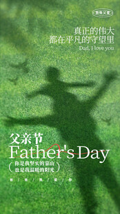 父亲节草地剪影温馨画面