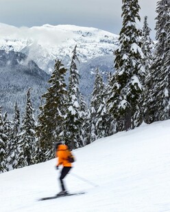 单人雪坡滑雪英姿