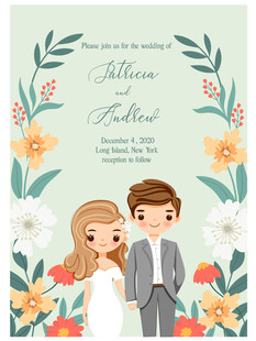 浪漫婚礼插画情侣形象