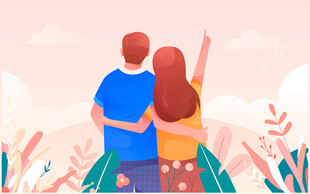 情侣携手眺望美好风景