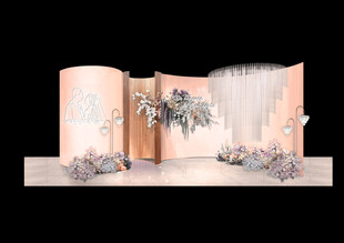 粉色系婚礼拱门装饰设计