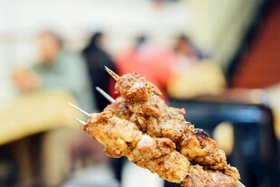 美味烤肉串特写