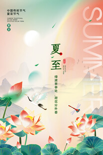 国潮风夏至节气海报