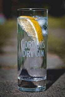 杜松子酒配柠檬片玻璃杯