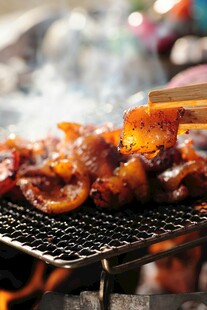 炭火上的美味烤肉