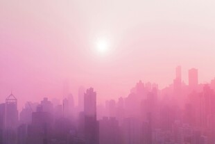 粉色城市剪影